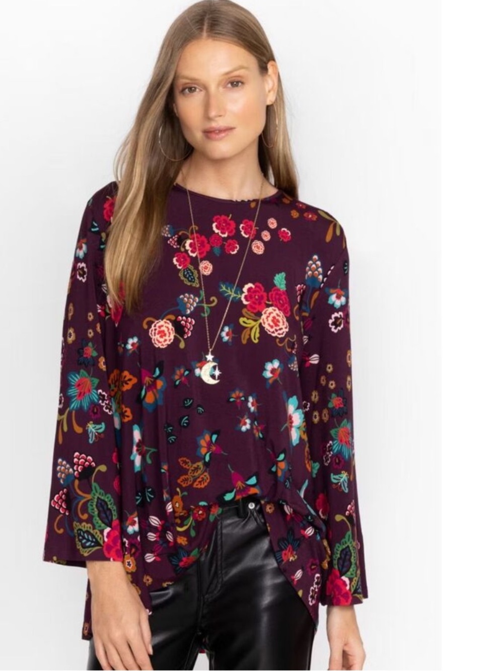 Johnny Was Adrina High Neck Swing Floral Tunic